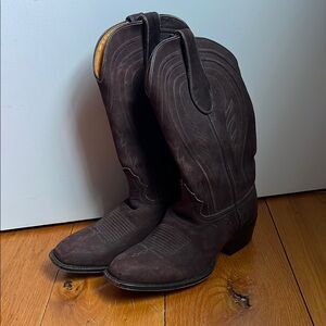 Billy Martin Dark Brown Suede Cowboy Boots